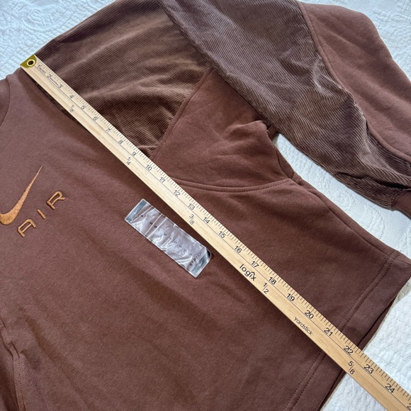 NWOT Nike Air Brown Corduroy & Fleece Sweater Pullover Turtleneck Size Small - Picture 11 of 11